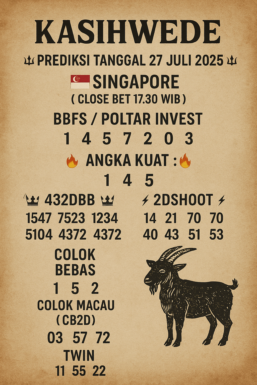 Syair SGP 27 Juli 2025