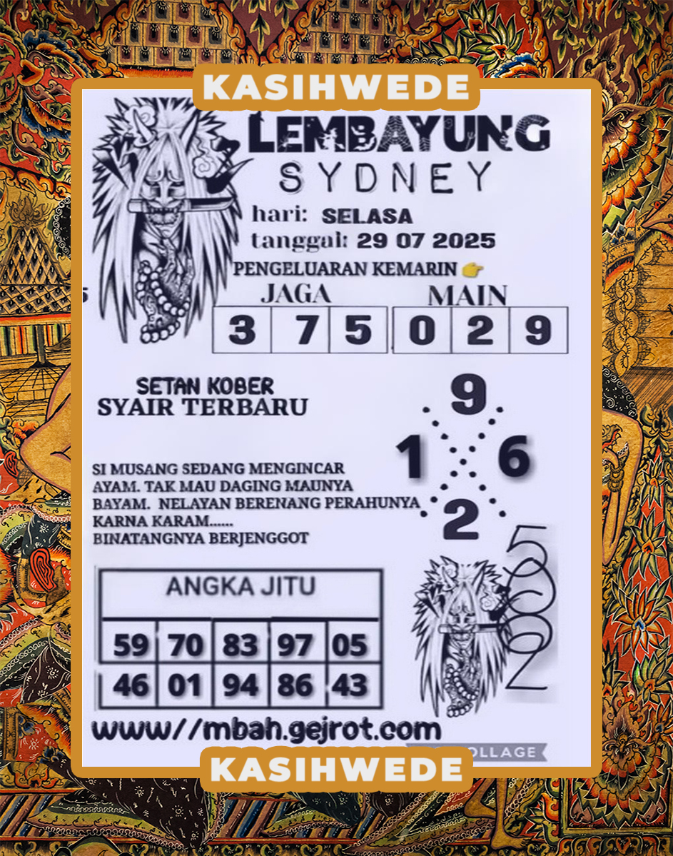 Syair SDY 29 Juli 2025