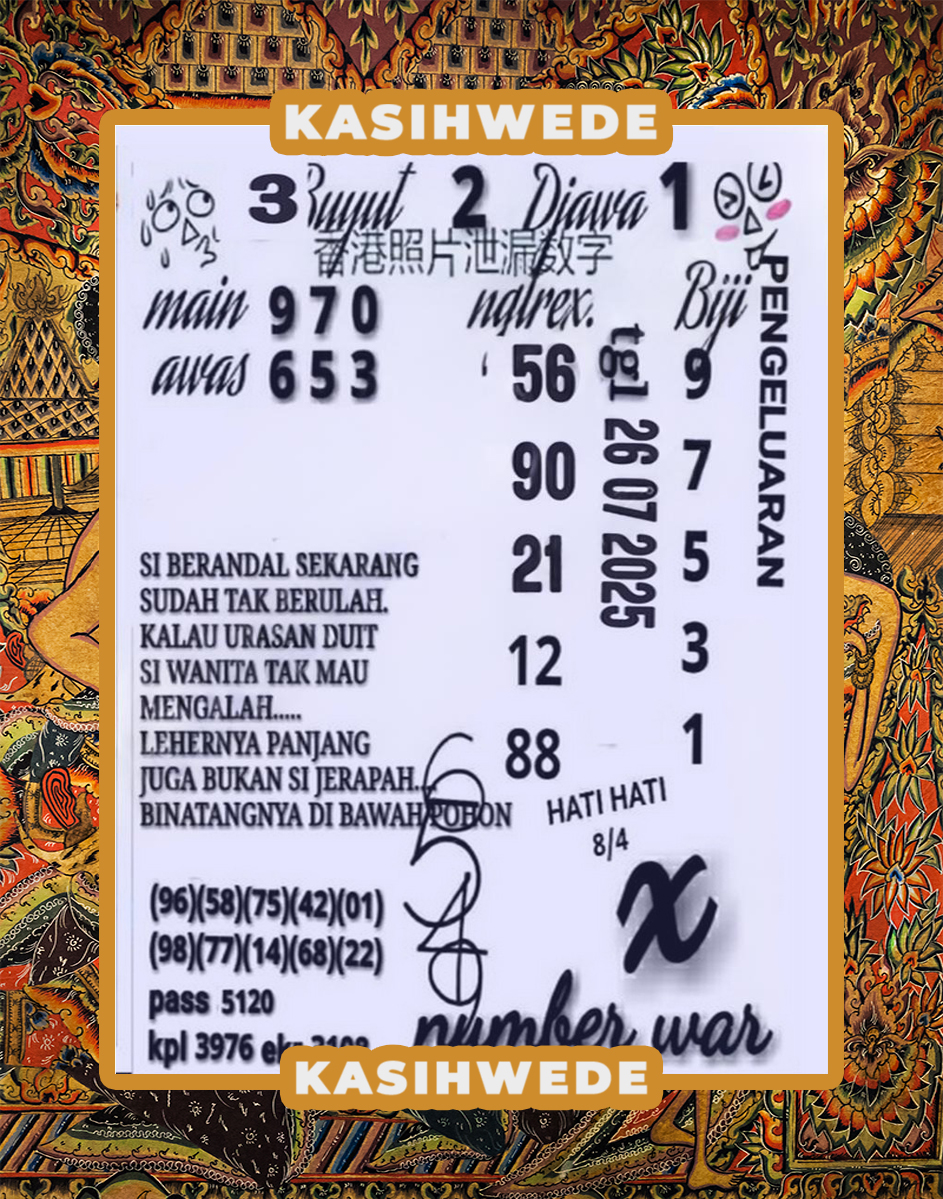 Syair HK 26 Juli 2025