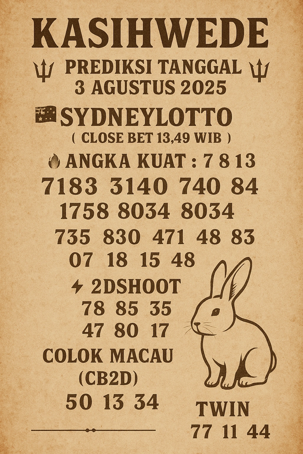 Syair SDY 3 Agustus 2025