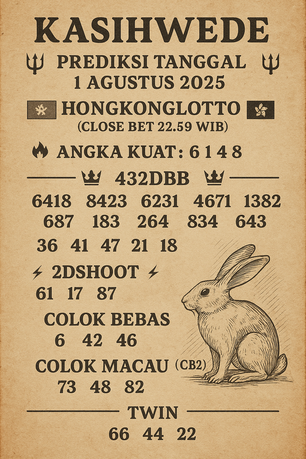 Syair HK 1 Agustus 2025
