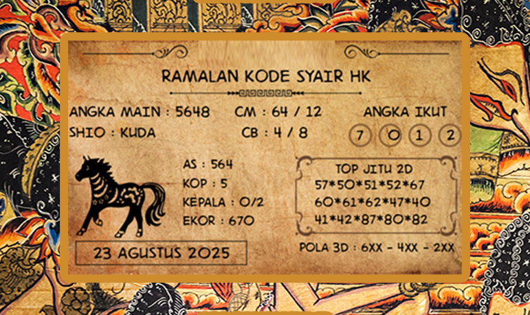 Syair HK 23 Agustus 2025