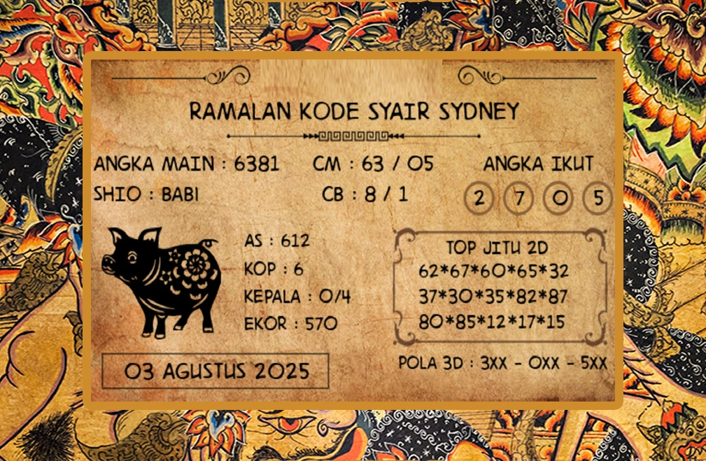 Syair SDY 3 Agustus 2025
